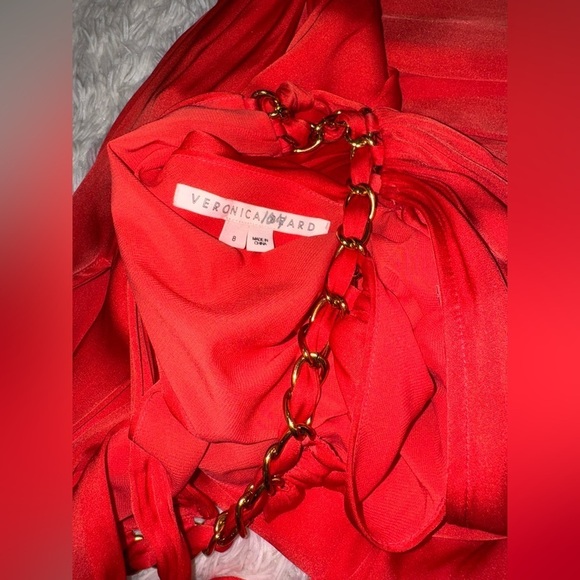 NWOT Veronica Beard Fayla Chain-Detail Dress in Watermelon sz 8 - Picture 9 of 11